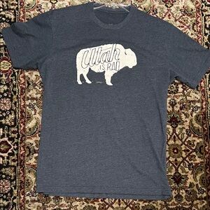 Utah Is Rad Buffalo Graphic Tee - Gray Blue Size Medium